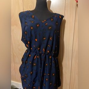 Red and blue leopard print dress